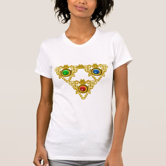 魔法の比重タリスマン/宝石と金ゴールド三角形 Tシャツ (正面)