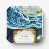 魔法の水の子供海波誕生日 ペーパープレート (正面)