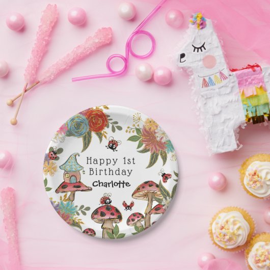 魔法の水の色かわいいラディバグガール誕生日 ペーパープレート (パーティー)