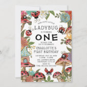 魔法の水の色かわいいラディバグ女の子1st誕生日 招待状 (正面)