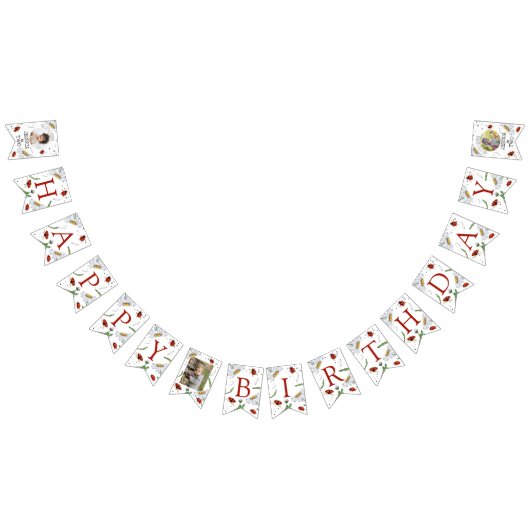 魔法の水の色かわいい誕生日ガールラディバグ バンティングフラッグ