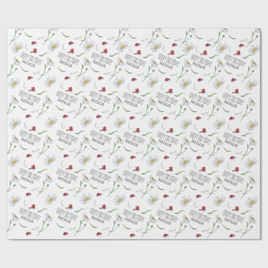 魔法の水の色かわいい誕生日ガールラディバグ ラッピングペーパー (フラット)