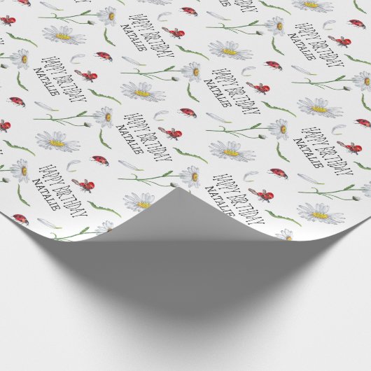 魔法の水の色かわいい誕生日ガールラディバグ ラッピングペーパー (角)