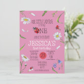 魔法の水の色かわいい1st誕生日ガールラディバグ 招待状 (スタンド正面)