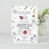 魔法の水の色かわいい1st誕生日ガールラディバグ 招待状 (スタンド正面)