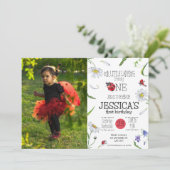 魔法の水の色かわいい1st誕生日ガールラディバグ 招待状 (スタンド正面)