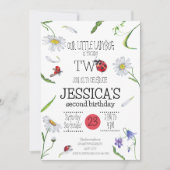 魔法の水の色かわいい2nd誕生日ガールラディバグ 招待状 (正面)