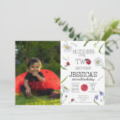 魔法の水の色かわいい2nd誕生日ガールラディバグ 招待状 (スタンド正面)