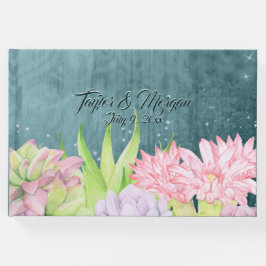 魔法の水の色の多汁ティール（緑がかった色）ブルー結婚ズ ゲストブック