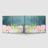 魔法の水の色の多汁ティール(緑がかった色)ブルー結婚ズ ゲストブック (全面)