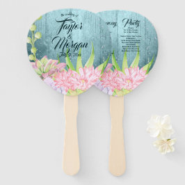 魔法の水の色の多肉性ティール（緑がかった色）結婚ズ ハンドファン