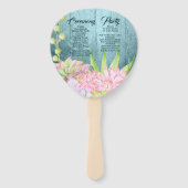 魔法の水の色の多肉性ティール(緑がかった色)結婚ズ ハンドファン (裏面)