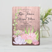 魔法の水の色の多肉桃結婚の 招待状 (スタンド正面)