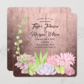 魔法の水の色の多肉桃結婚の 招待状 (正面/裏面)