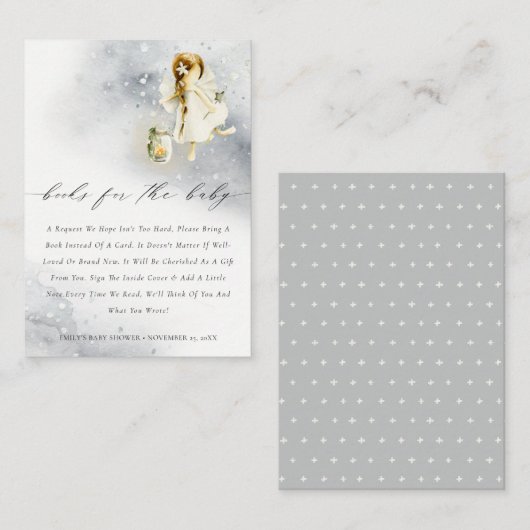 魔法の水の色の妖精の本の赤ちゃんシャワー エンクロージャーカード (正面/裏面)