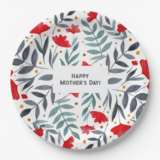 魔法の水の色の庭の母の日 ペーパープレート (正面)