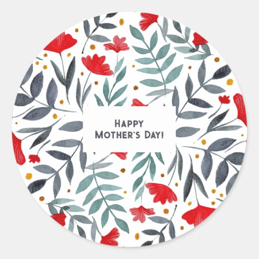 魔法の水の色の庭の母の日 ラウンドシール (正面)