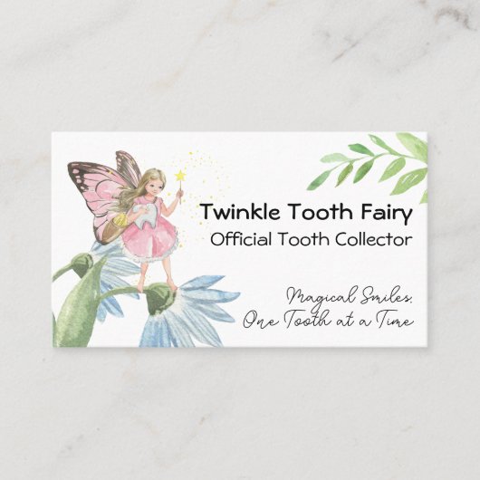 魔法の水の色の歯の妖精の歯科医 名刺 (正面)