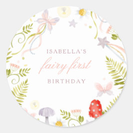 魔法の水の色の緑の妖精ファースト誕生日 ラウンドシール
