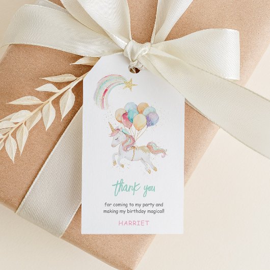 魔法の水の色ユニコーンありがとう ギフトタグ