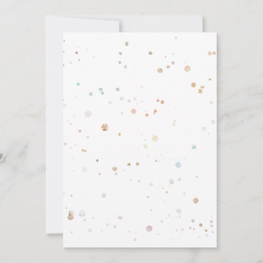 魔法の水の色ユニコーンの最初の誕生日 招待状 (裏面)