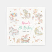 魔法の水の色ユニコーン任意の年齢誕生日 スタンダードカクテルナプキン (正面)