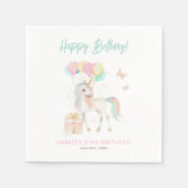 魔法の水の色ユニコーン任意の年齢誕生日 スタンダードカクテルナプキン (正面)