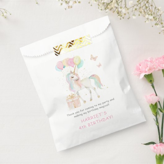 魔法の水の色ユニコーン任意の年齢誕生日 フェイバーバッグ (封をした状態)