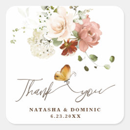 魔法の水の色ワイルドフラワーガーデンありがとう スクエアシール