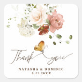 魔法の水の色ワイルドフラワーガーデンありがとう スクエアシール (正面)