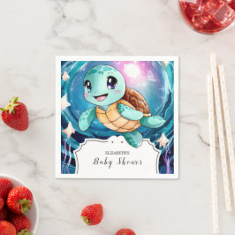 魔法の水中タートルベビーシャワー スタンダードカクテルナプキン