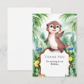 魔法の水彩オッターバースデー サンキューカード (正面/裏面)