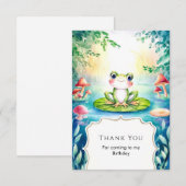 魔法の水彩カエル誕生日 サンキューカード (正面/裏面)