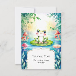 魔法の水彩カエル誕生日 サンキューカード