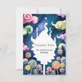 魔法の水彩キャンディーランド誕生日 サンキューカード