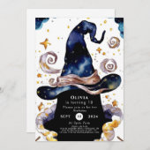 魔法の水彩ファンタジー　ウィムジー　ウィザード　誕生日 招待状 (正面/裏面)