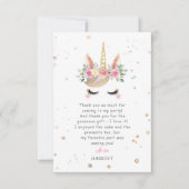 魔法の水彩ユニコーンフェイスの誕生日 サンキューカード (正面)