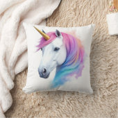 魔法の水彩ユニコーン クッション (ブランケット)