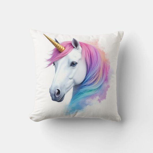 魔法の水彩ユニコーン クッション (正面)