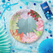 魔法の水彩多肉植物 ティールブルー ペーパープレート (パーティー)