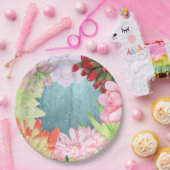 魔法の水彩多肉植物 ティールブルー ペーパープレート (パーティー)