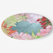 魔法の水彩多肉植物 ティールブルー ペーパープレート (アングル)