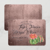 魔法の水彩多肉植物 ピンクの Save the Date 招待状 (正面/裏面)