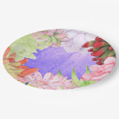 魔法の水彩多肉植物 紫 ペーパープレート (アングル)