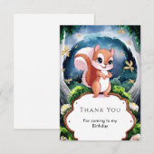 魔法の水彩絵の squirrel の誕生日 サンキューカード (正面/裏面)