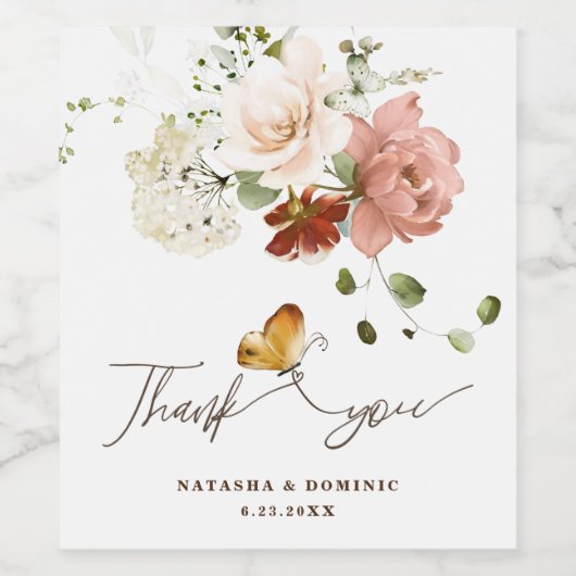 魔法の水彩野草園感謝してい ワインラベル (シングルラベル)