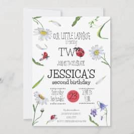 魔法の水彩 かわいい 2歳の誕生日 女の子 テントウムシ 招待状