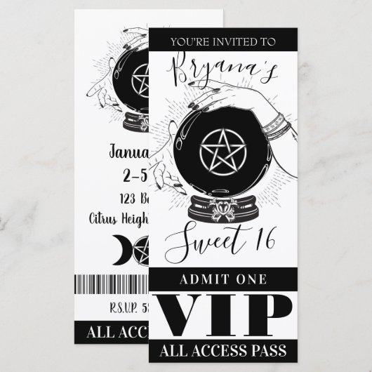 魔法の水晶玉占い師パーティーVIPチケット (正面/裏面)