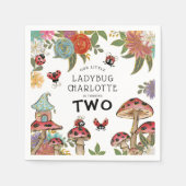 魔法の水色かわいいラディバグガールズ誕生日 スタンダードカクテルナプキン (正面)