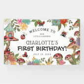 魔法の水色かわいいラディバグガールズ誕生日 横断幕 (横)